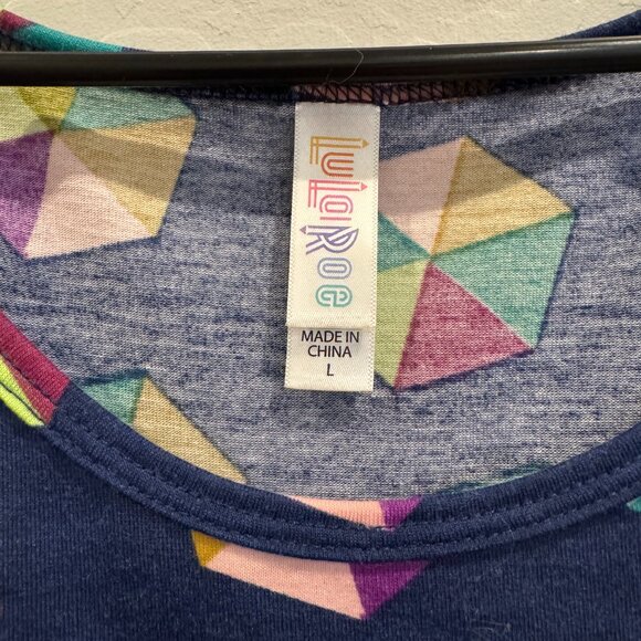 Lularoe Perfect T (Dark Blue with Geometric Pattern) - Picture 2 of 2